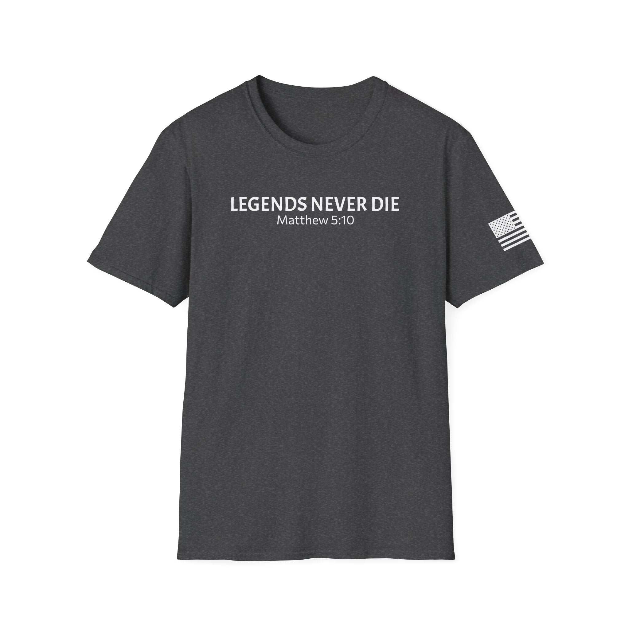 Legends Never Die Tee w/verse, Charlie Kirk
