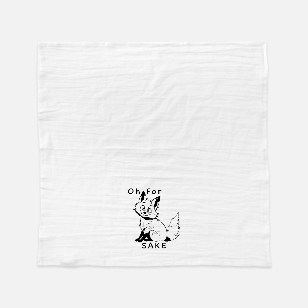 Fox Sake Black Tea Towel (Flour Sack)
