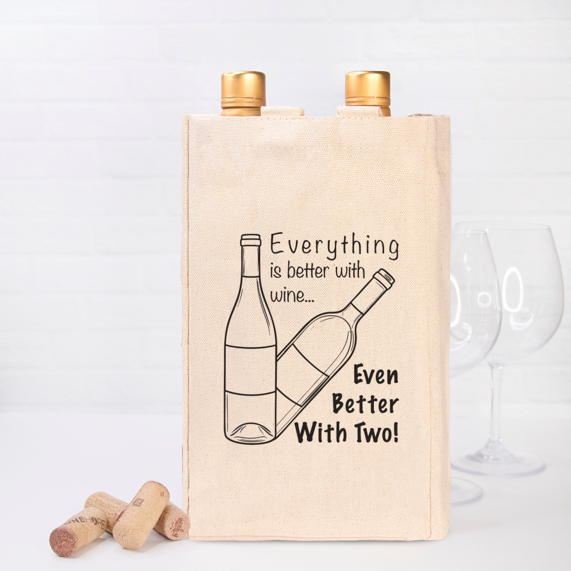 Double Trouble Wine Tote Canvas (Double)
